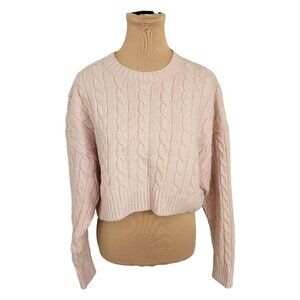 Sunday Best Aritzia Light Pink Cable Knit Cropped Sweater Sz M